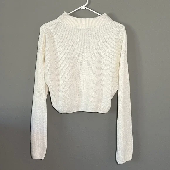 SOLD White Crop Sweater - Picture 2 of 2